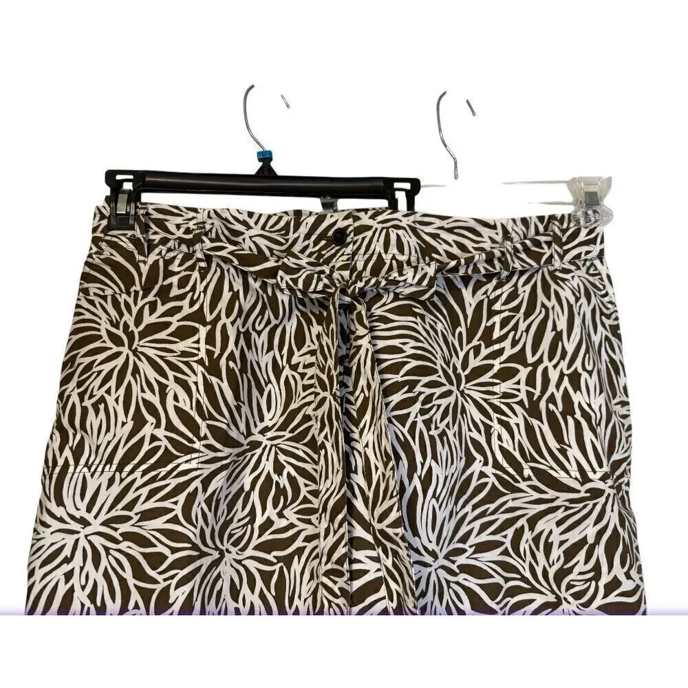 Lands End Women’s Skort Plus Sz. 22W Self Belt Pockets Brown/White